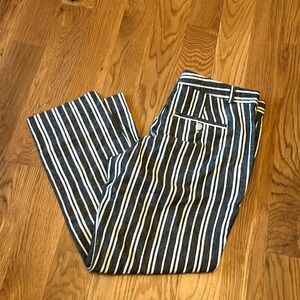 Banana republic Avery grey and white striped ankle crop pants